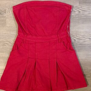 Crimson Pleated Romper